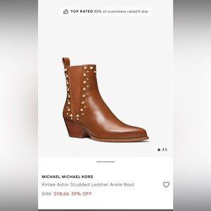 Michael Kors Women's Kinlee Astor Studded Leather Ankle Boot Size 7.5  Nwob